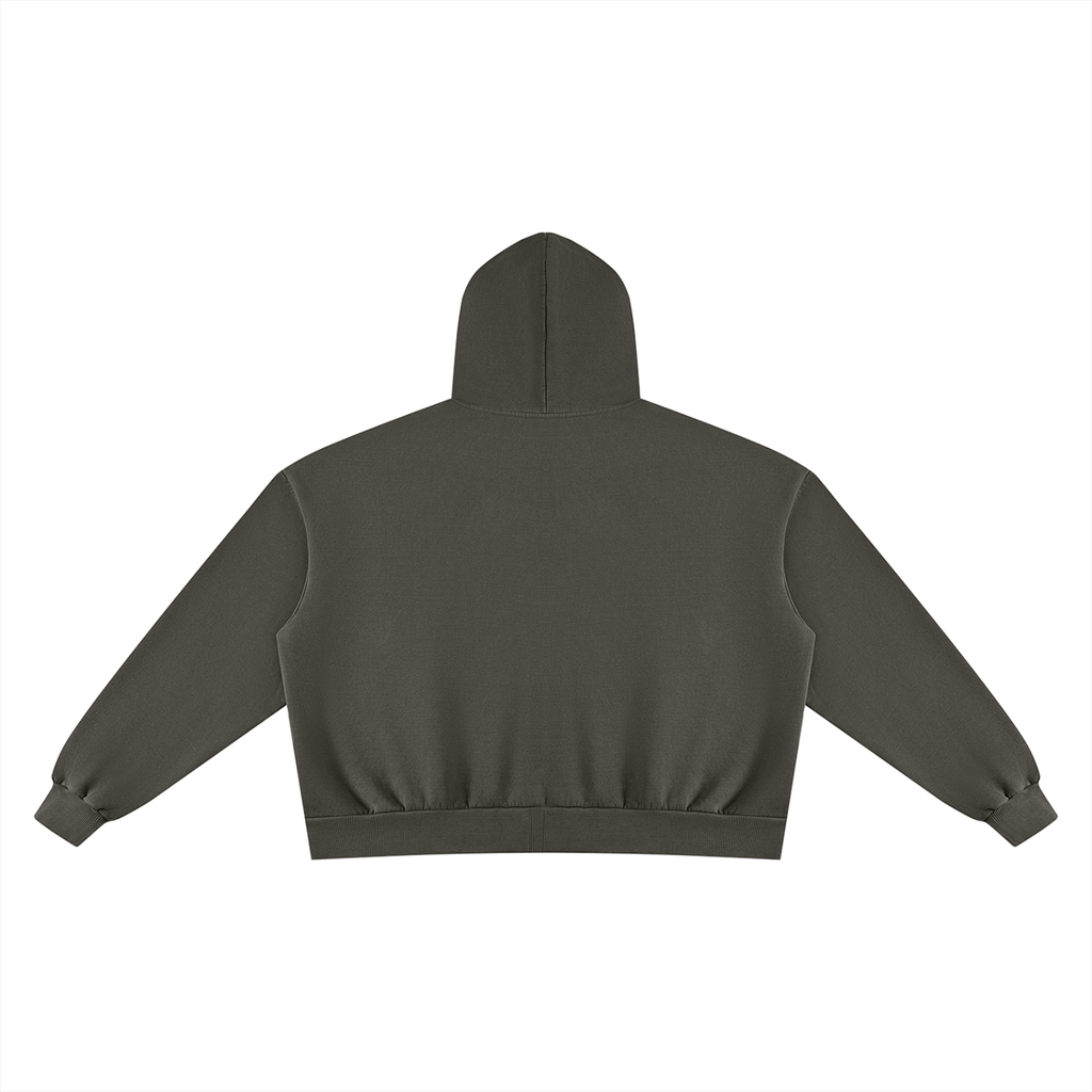 Vintage-Washed Boxy Fleece Hoodie
