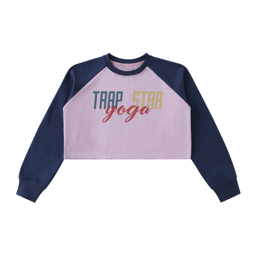 Colorblock Raw-Edge Crop Sweatshirt