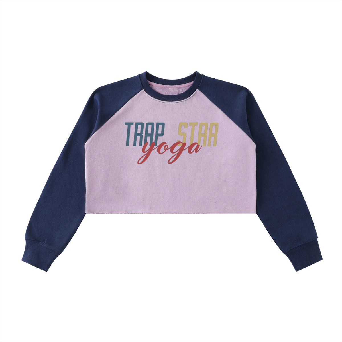 Colorblock Raw-Edge Crop Sweatshirt