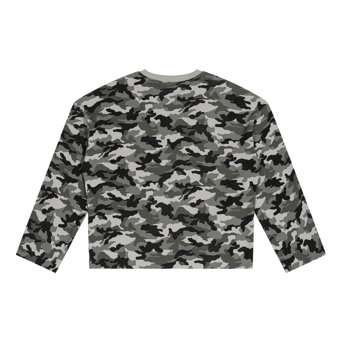 Unisex Camo Waffle Raw-Edge Tee