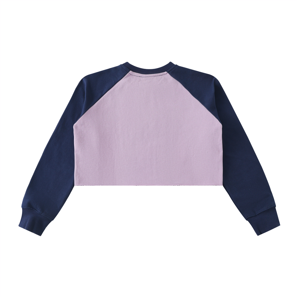 Colorblock Raw-Edge Crop Sweatshirt