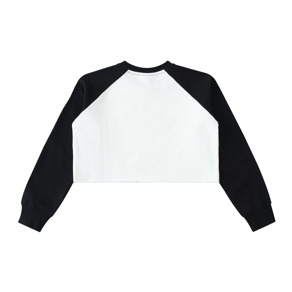 Colorblock Raw-Edge Crop Sweatshirt