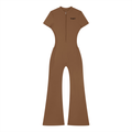 Sculpted Flare Quarter-Zip Jumpsuit