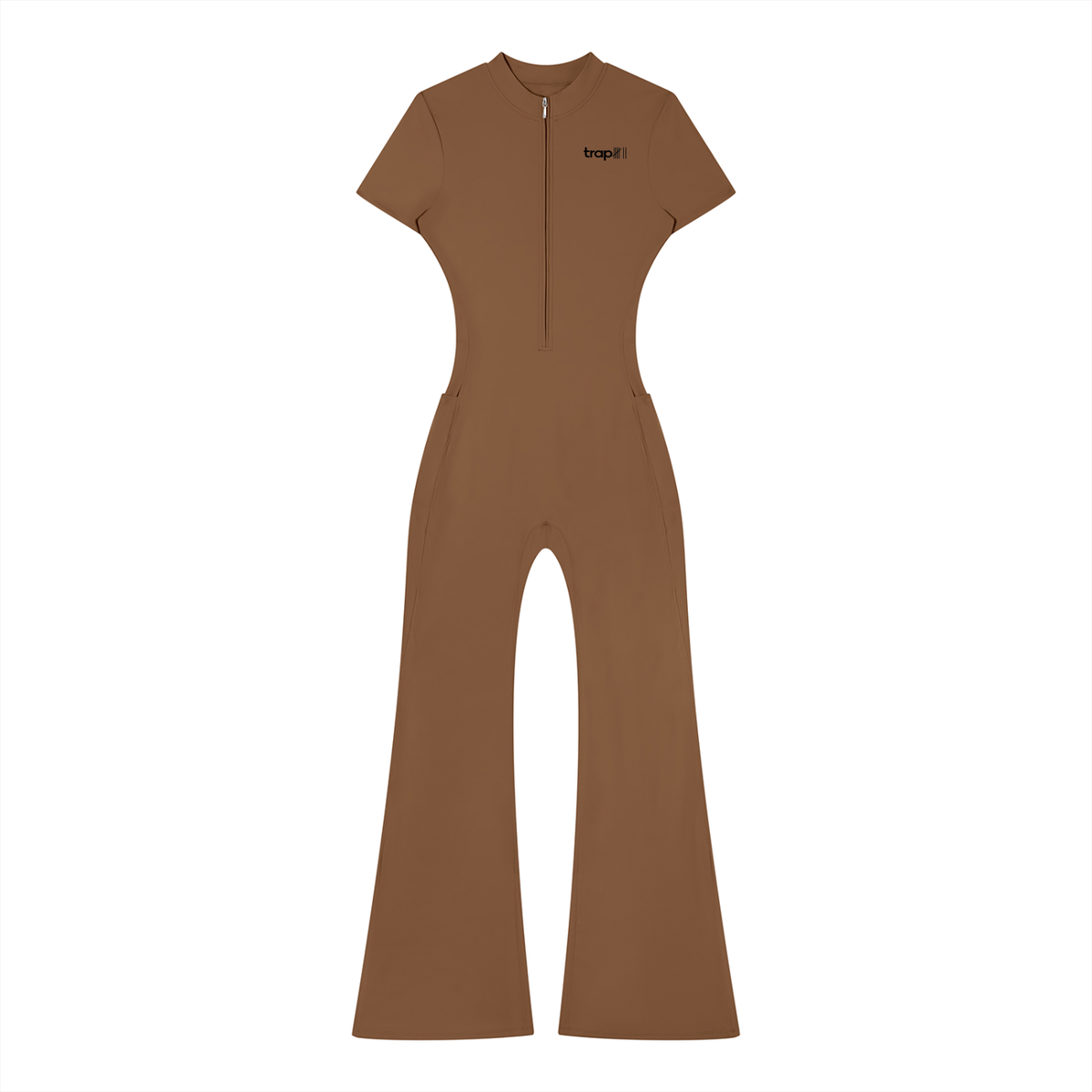 Sculpted Flare Quarter-Zip Jumpsuit