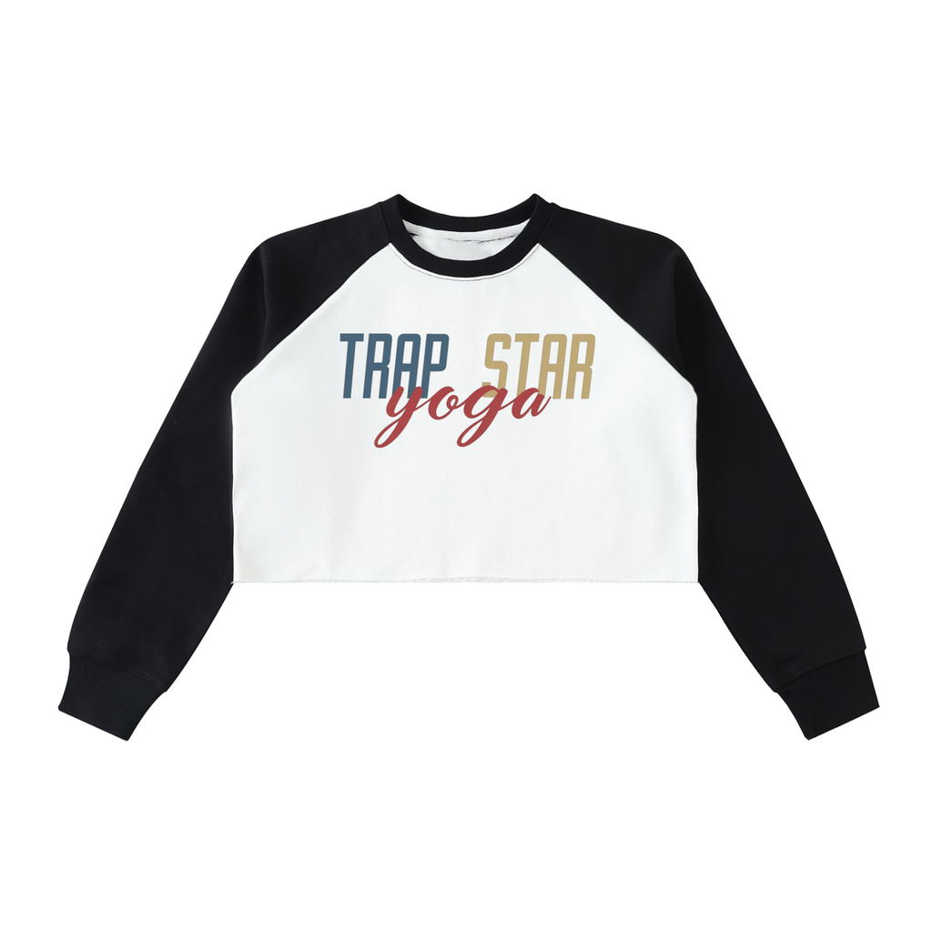 Colorblock Raw-Edge Crop Sweatshirt